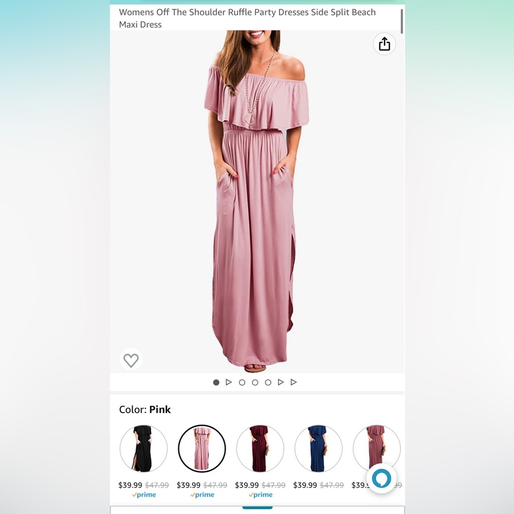 Women’s off shoulder maxi dress